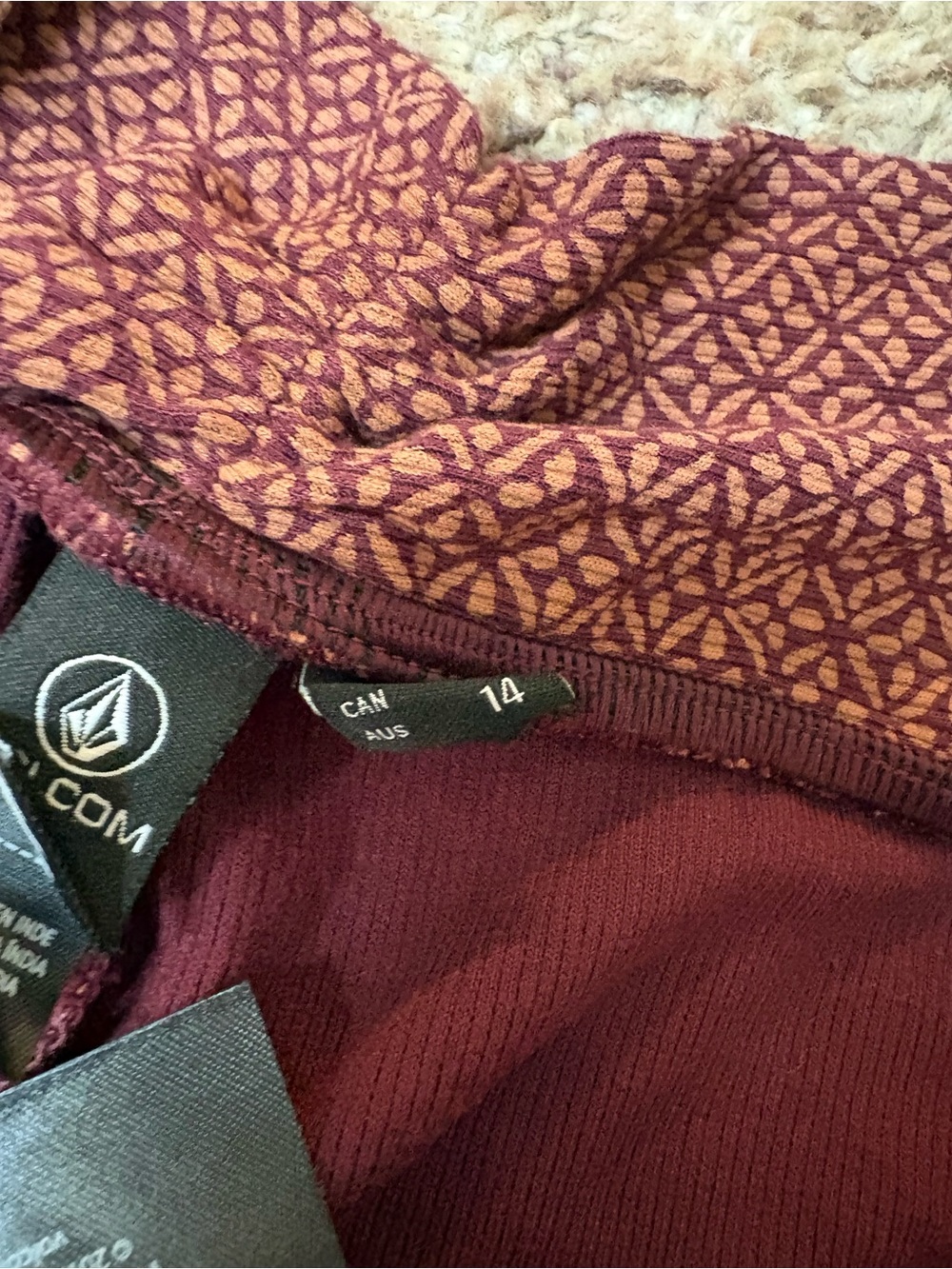 Volcom Rust Red Patterned Flare Pants - Picture 5 of 7